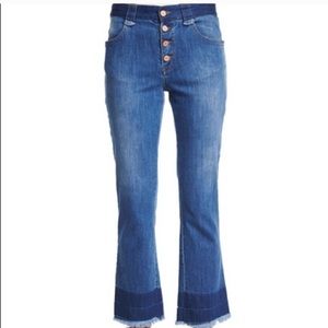 See by Chloe cropped flares w/button fly frayed